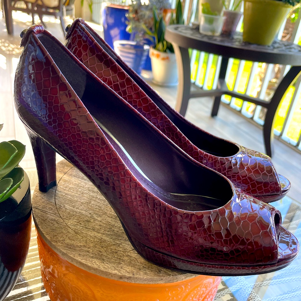[ Stewart Weitzman ] Nude Snake Pump Vino Crystal